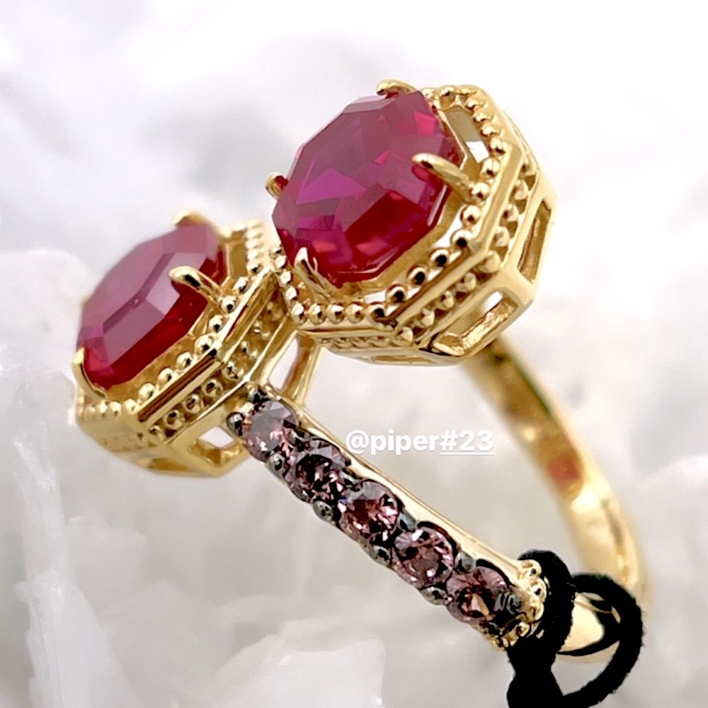 NWT Judith Ripka 14K Gold Clad Casablanca Ruby & Rhodolite Bypass Ring - size 6 - Picture 4 of 12